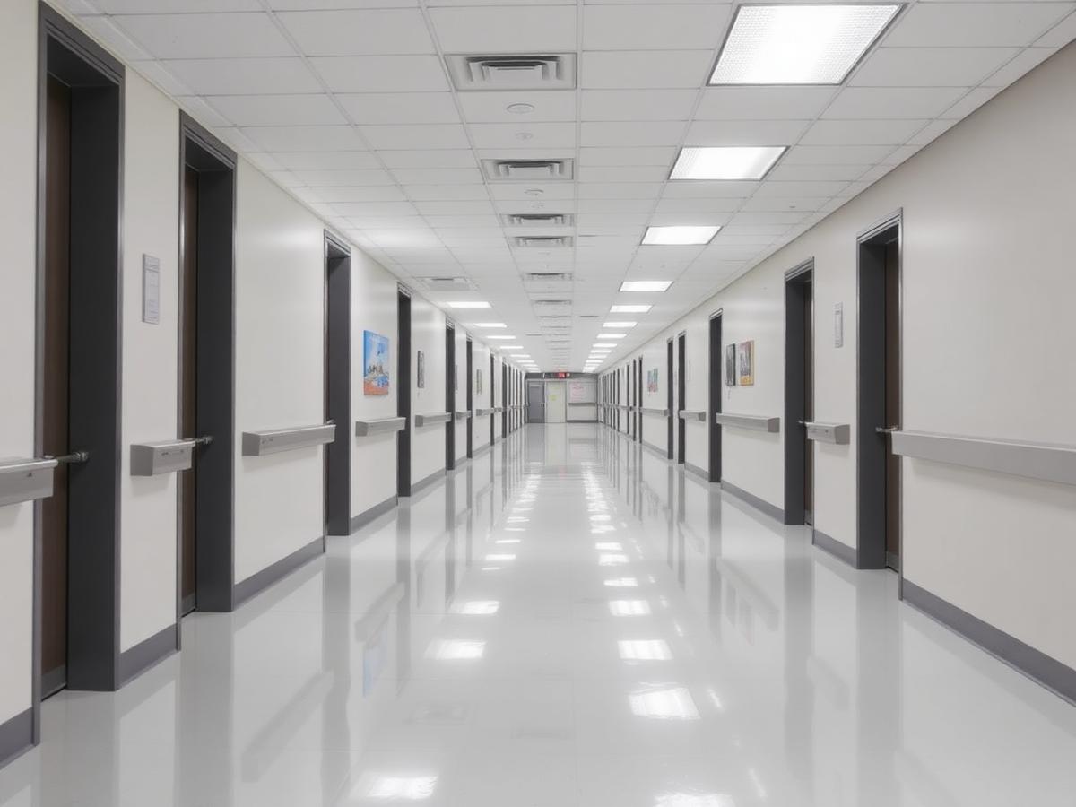 Sanitized healthcare facility corridor